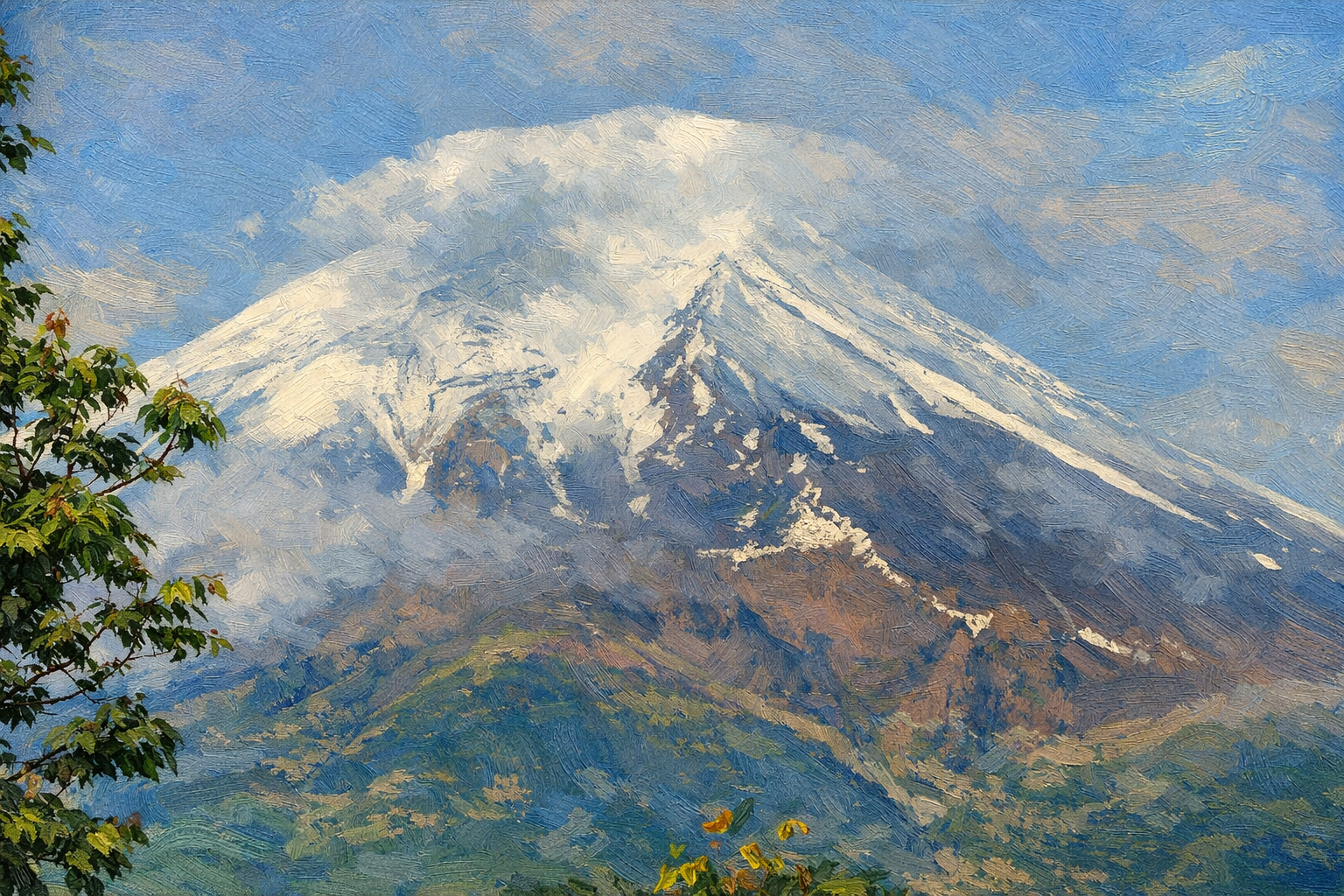 「雲を戴く霊峰」