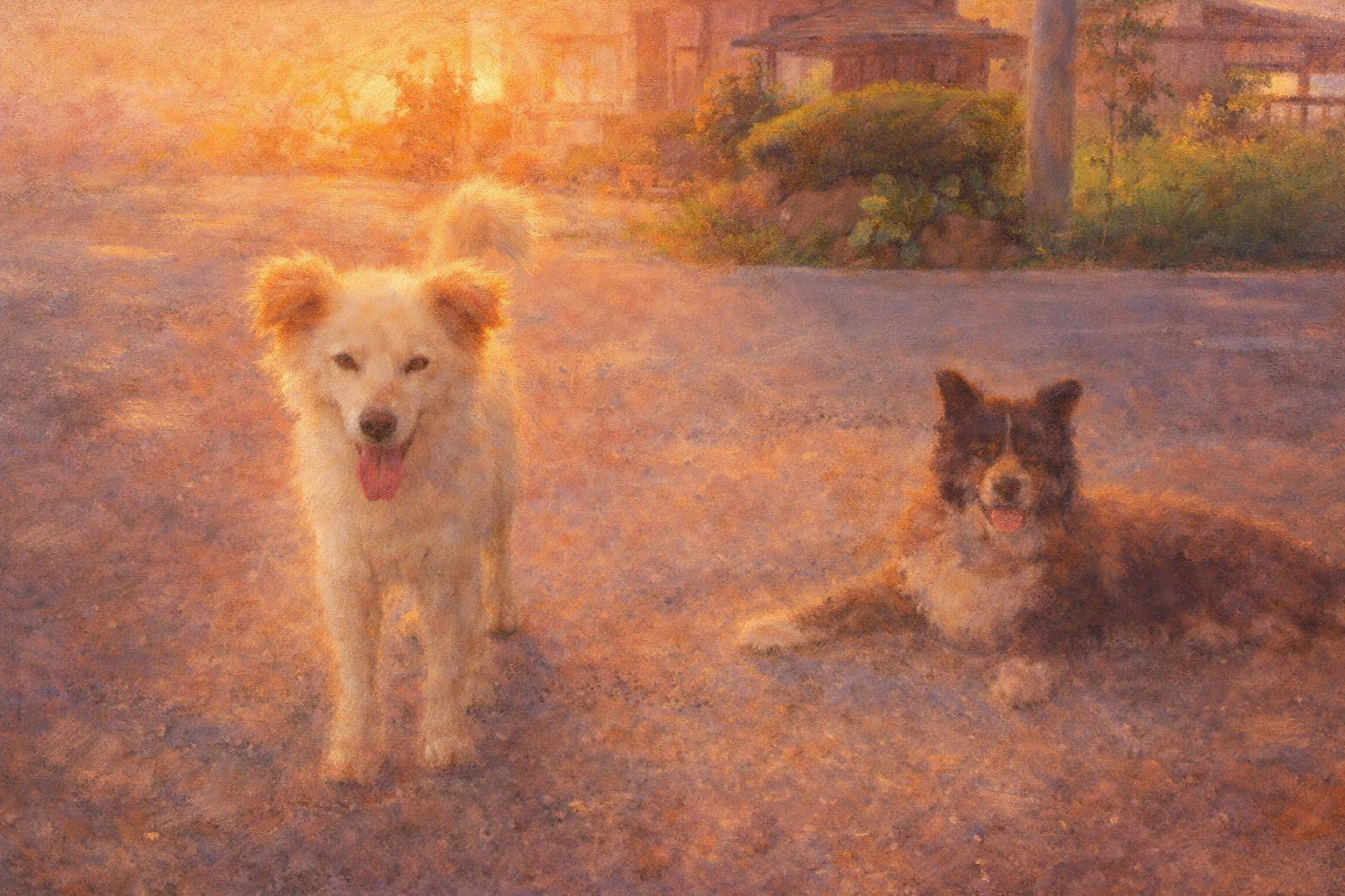 「夕映えの中のふたり」