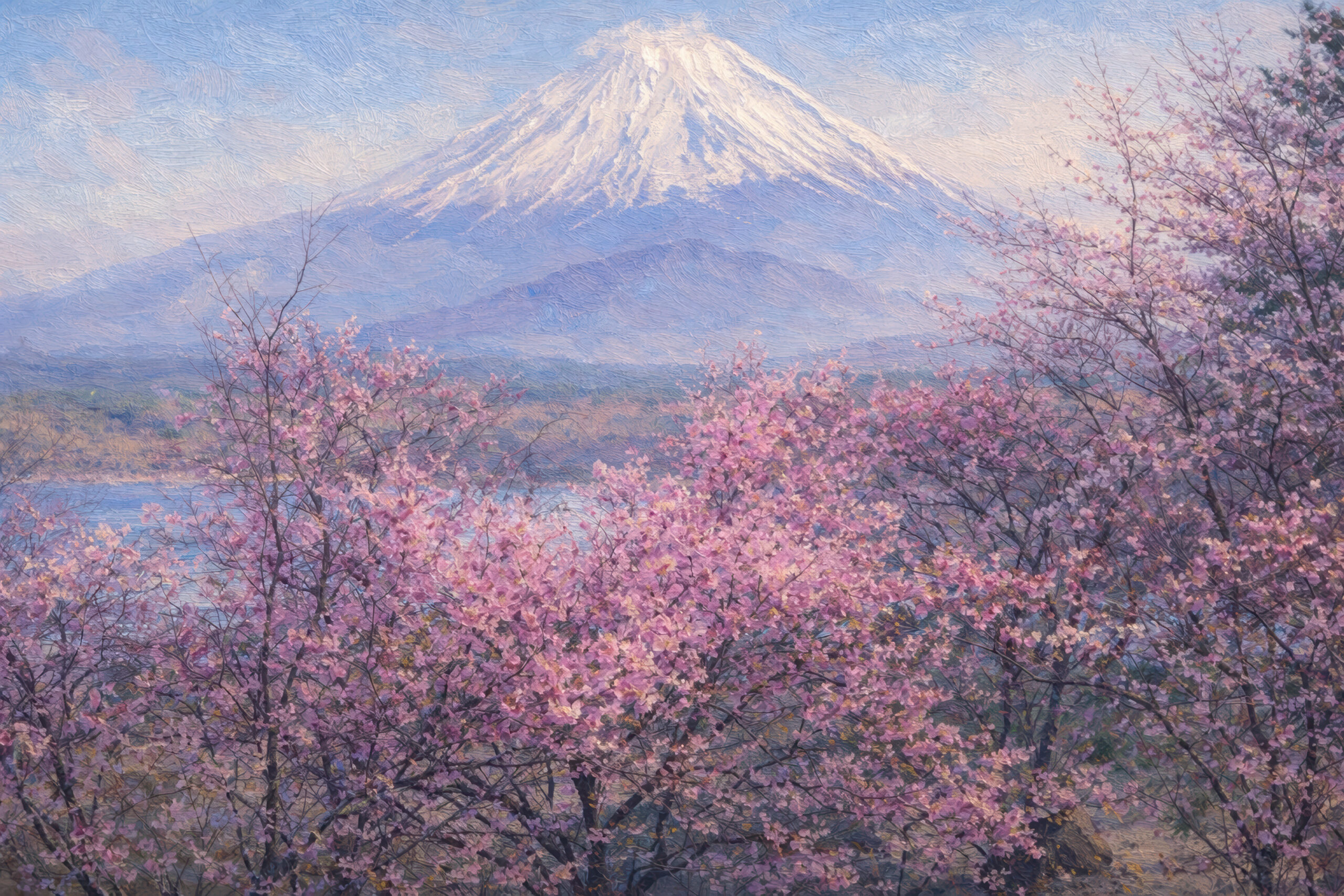 精進湖・春の光の中で