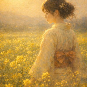 菜の花の中の人